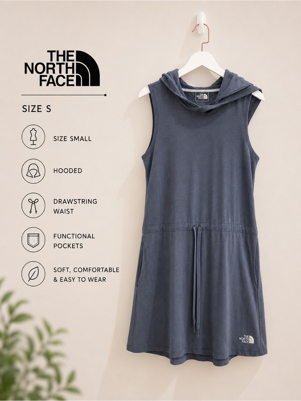 The North Face Women's Hooded dress in blue jersey sz small
